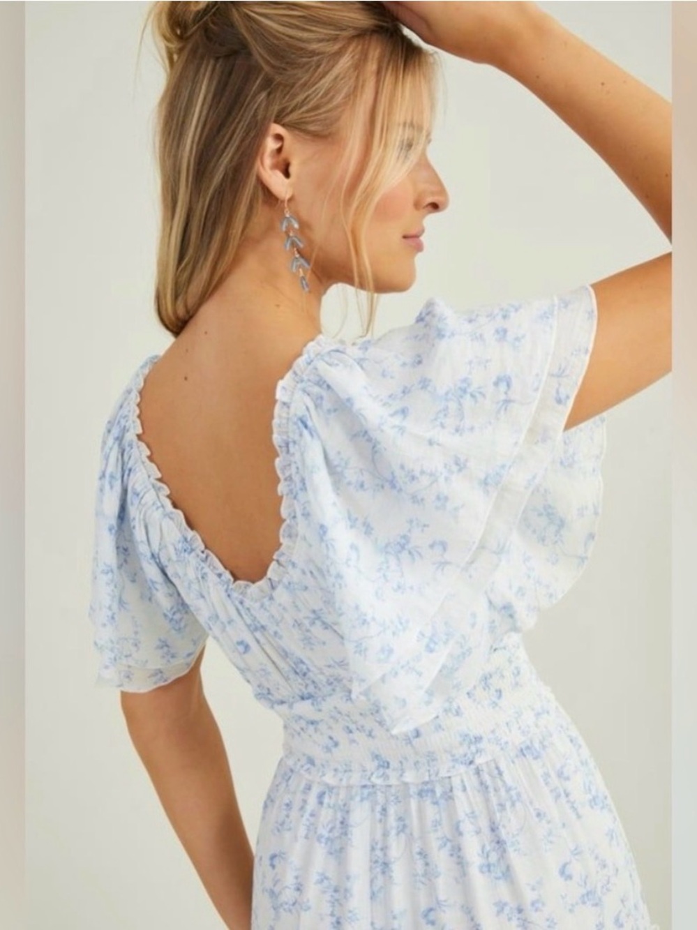 Altar'd State Light Blue Floral Tiered Maxi Dress - Picture 3 of 10